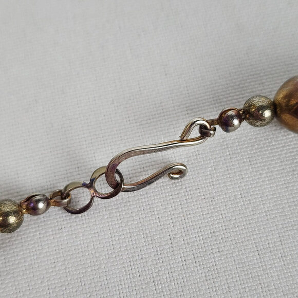 Vintage Purple & Green Flower Wood Statement Necklace - Picture 5 of 6